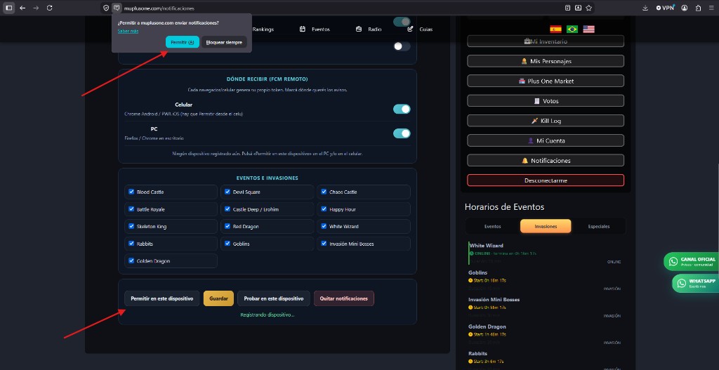 Permitir notificaciones